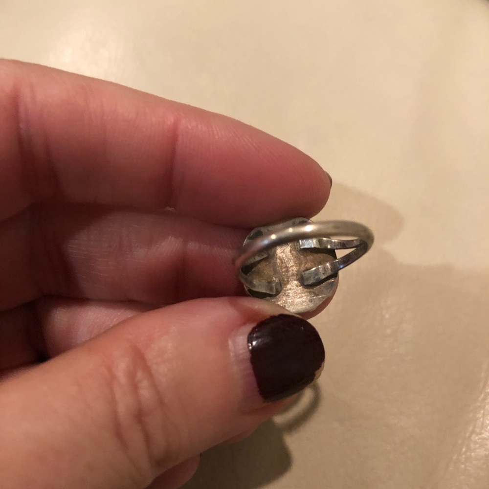 Vintage floral turquoise sterling ring - Picture 2 of 4